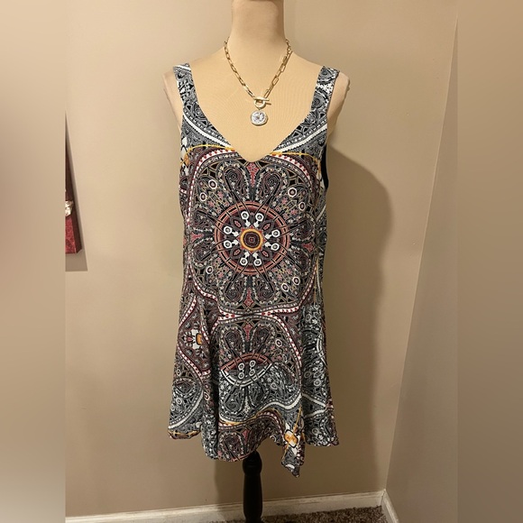 Sanctuary Bohemian Harlow Printed Dress Dashiki Mini, V neck sleeveless,Small - Picture 2 of 9